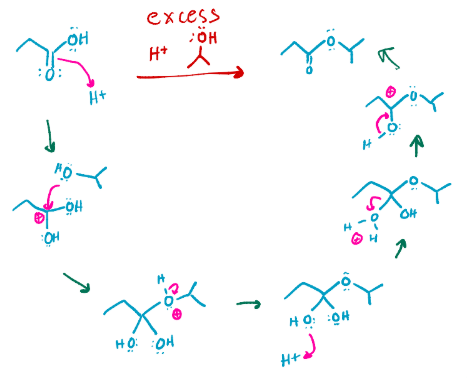 <p>Fishcher esterification, turns a carboxylic acid into an ester with that chain added onto it</p>