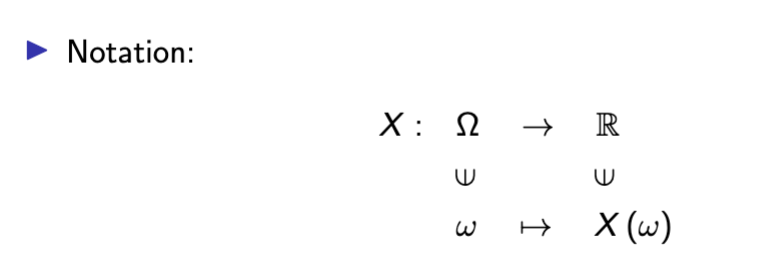 <p>random variables are functions that map out outcomes onto a sample space</p>