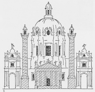<p>J. B. Fischer, <strong>Karlskirche</strong>, Vídeň, 1739</p>
