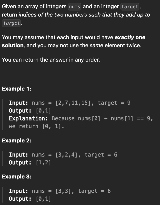 <p><strong>Two Sum</strong></p>