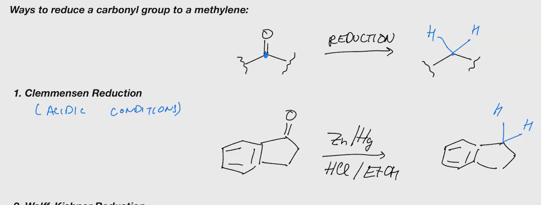<p></p><p></p><p>Reduce a carbonyl group to a methylene</p>