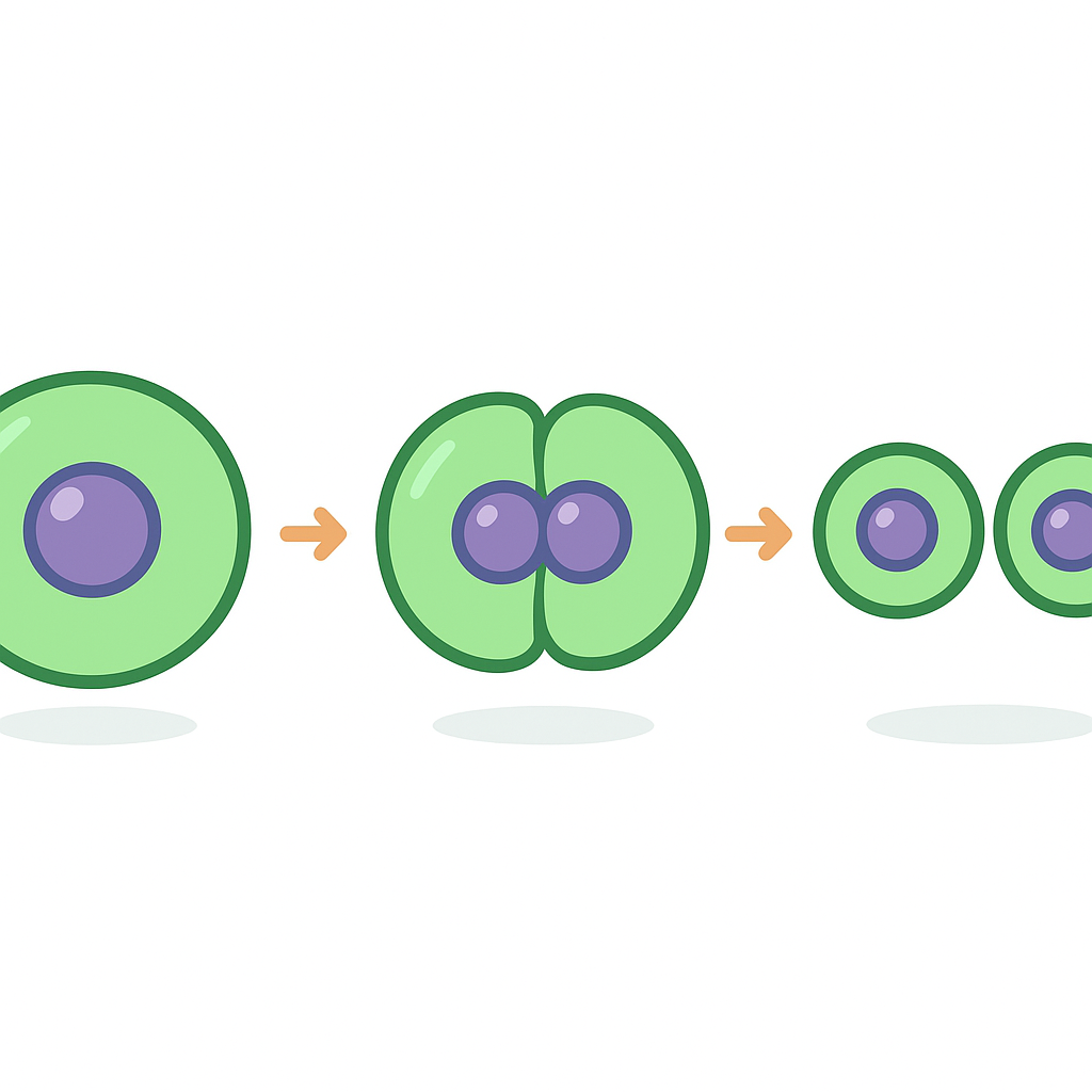 <p>A method of asexual reproduction where one cell divides into two new cells.</p>