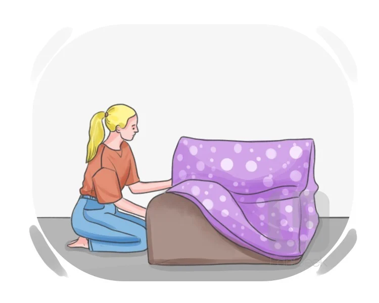 <p>She uses a blanket to ____ the sofa</p>