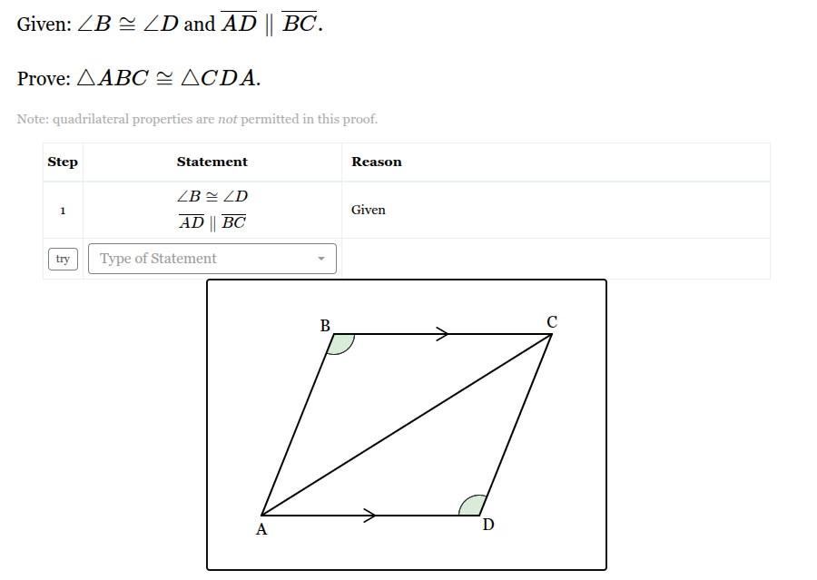 <p>Fill out the rest of the statement/reason table to prove the triangles are similar</p>