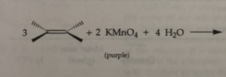 <p>rxn: <span>kmno4 (purple) can oxidize double bond to form</span></p>