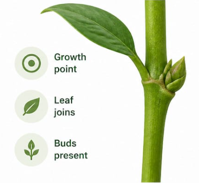 <p>position on a stem from which one or more structures (leaves, buds, branch, flowers) arise</p>