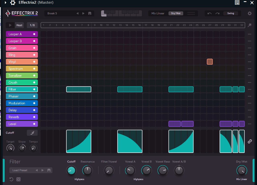 <p>When syncing your project with Effectrix, Effectrix is limited to a ?-bar loop maximum.. regardless of your projects/patterns BPM</p>