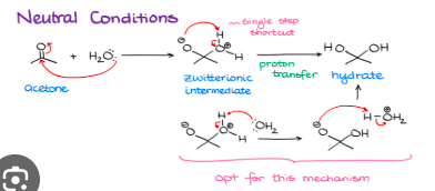 <p>Hydrate formation, turns that carbonyl into a diol</p>