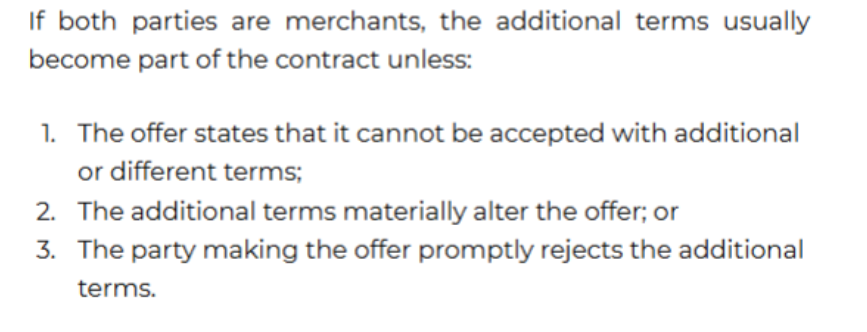 <p>Is a proposed contract term that addresses issues not included in the offer.</p>
