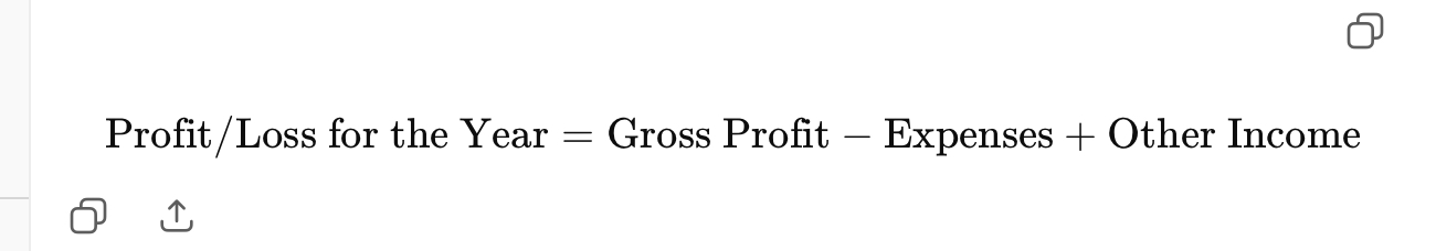 <p>The money a business actually keeps or looses over the year after paying all its costs</p>