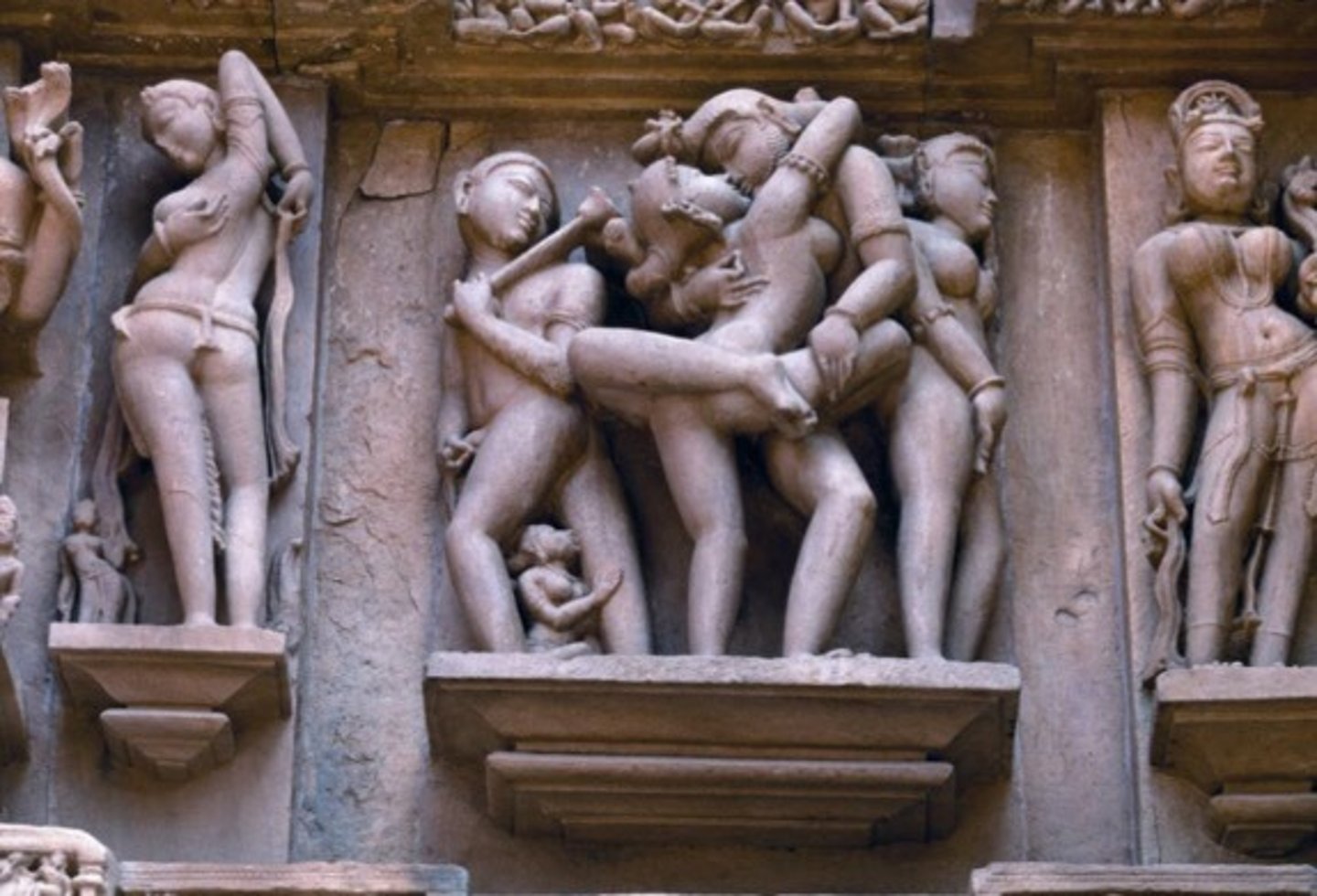 <p>in South Asian art, a male-female couple embracing or engaged in sexual intercourse</p>