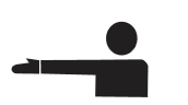 <p>Arm out and extended</p>