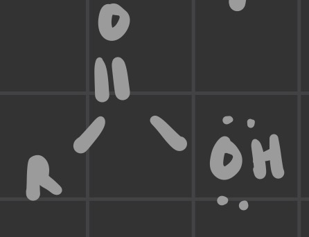 <p>O double bond to R and OH</p>