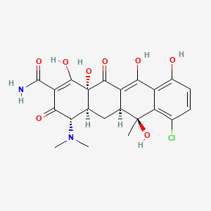 <p>Tetracycline with a chlorine at position 7 (Aureomycin).</p>