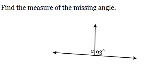 <p>Find the measure of the missing angle.</p>