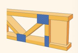 <p>What type of Floor Joist? - Made of Lumber,<strong> metal connectors hold diagonal </strong>and vertical pcs. to the 2 horizontal wood pcs. that frame them</p>