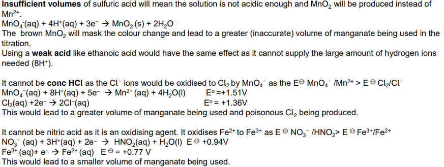<p>The acid is dilute sulfuric acid </p>