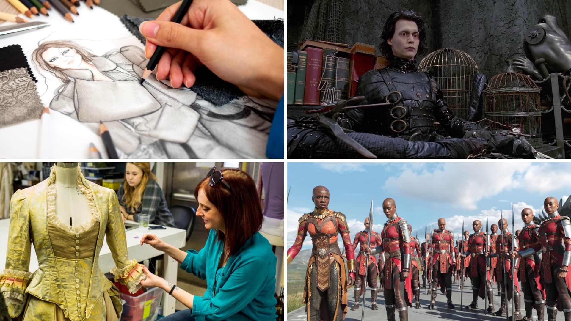 <p><span>The clothing, accessories, and makeup worn by characters on screen. Costuming helps communicate character, social status, time period, personality, and mood, and it can work with color and composition to guide the viewer’s eye.</span></p>