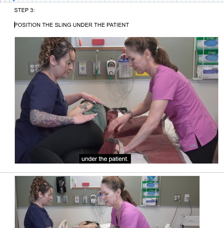 <p><span style="background-color: transparent;">POSITION THE SLING UNDER THE PATIENT</span></p>