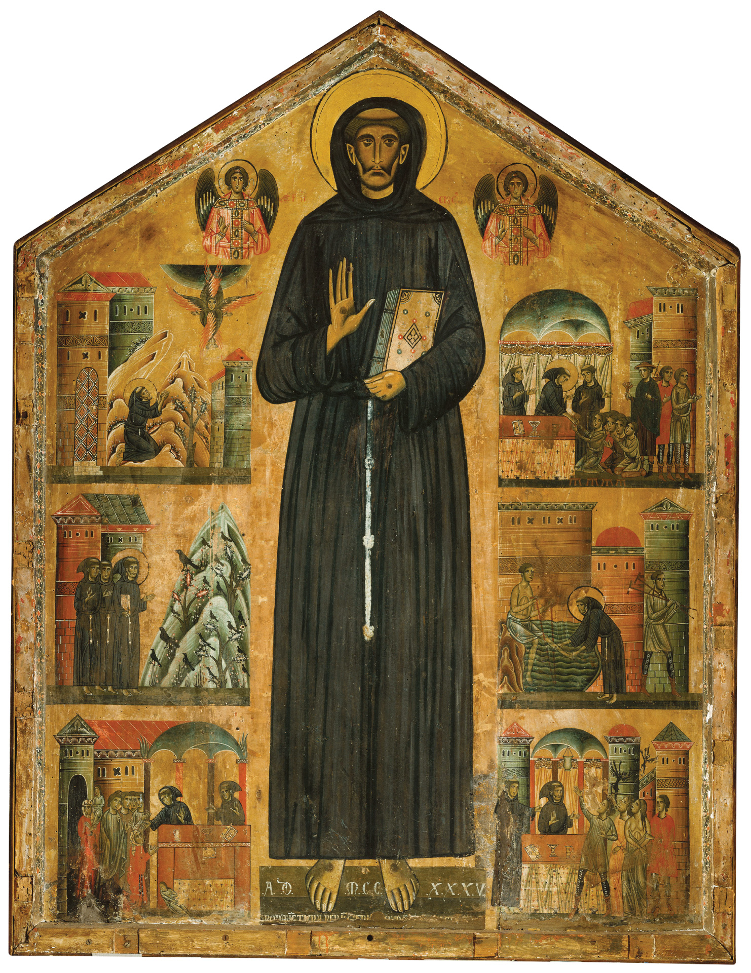 <p>Was this artwork made after the arrival of the Black Death?</p>