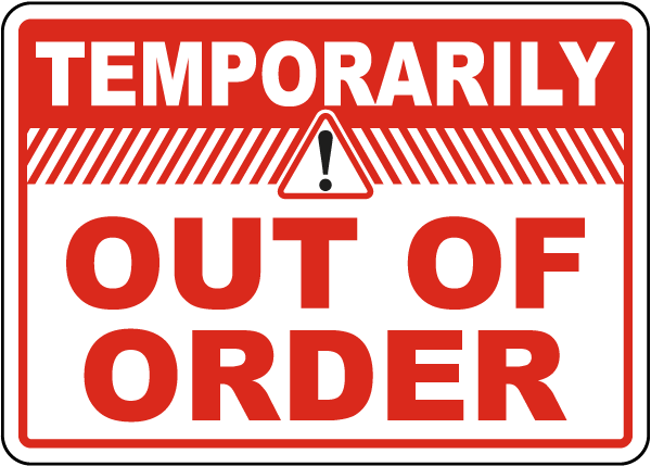 <p>When something isn’t working we call this <br><br>Ex: The bathroom is<strong> out of order</strong></p>