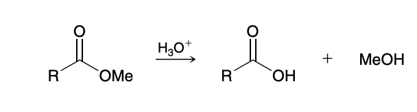 <p>Reverse of Fischer esterification</p>