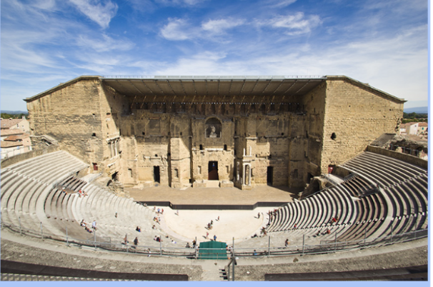 <ul><li><p><span style="background-color: transparent; font-family: "Times New Roman", serif;">Near Nime (Southern France)</span></p></li><li><p><span style="background-color: transparent; font-family: "Times New Roman", serif;">Cavea: rows of seats</span></p></li><li><p><span style="background-color: transparent; font-family: "Times New Roman", serif;">Scene frons: where action will take place</span></p></li><li><p><span style="background-color: transparent; font-family: "Times New Roman", serif;">Made of concrete and brick with masonry blocks</span></p></li><li><p><span style="background-color: transparent; font-family: "Times New Roman", serif;">Several stories of colannades</span></p></li><li><p><span style="background-color: transparent; font-family: "Times New Roman", serif;">Statues in niches, includes Augustus</span></p></li><li><p>A well-preserved Roman theatre featuring a distinct facade with ornate columns and multiple levels, demonstrating Roman architectural prowess.</p></li><li><p></p></li></ul><p></p>