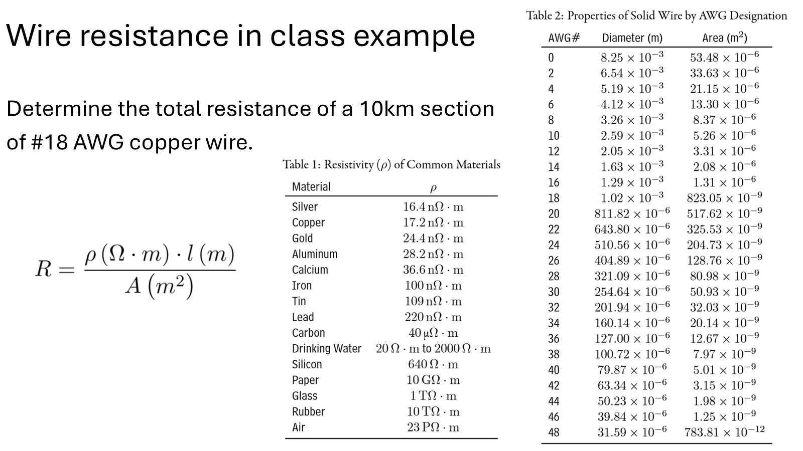 <p>R equals P(Olm times M) times l (M) Over A ( m squared) P equals Common Materials</p>