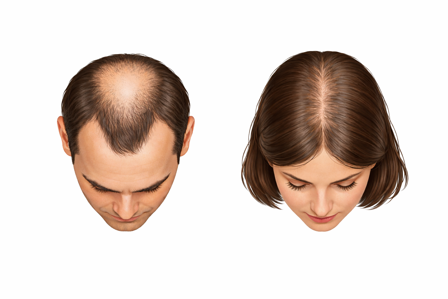 <p>A common form of patterned hair loss influenced by genetics and hormones.</p>