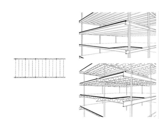 <p>A <strong>two-layer system</strong>, where <strong>beams frame into girders, increases floor depth </strong>considerably and provides more space for mechanical systems</p>