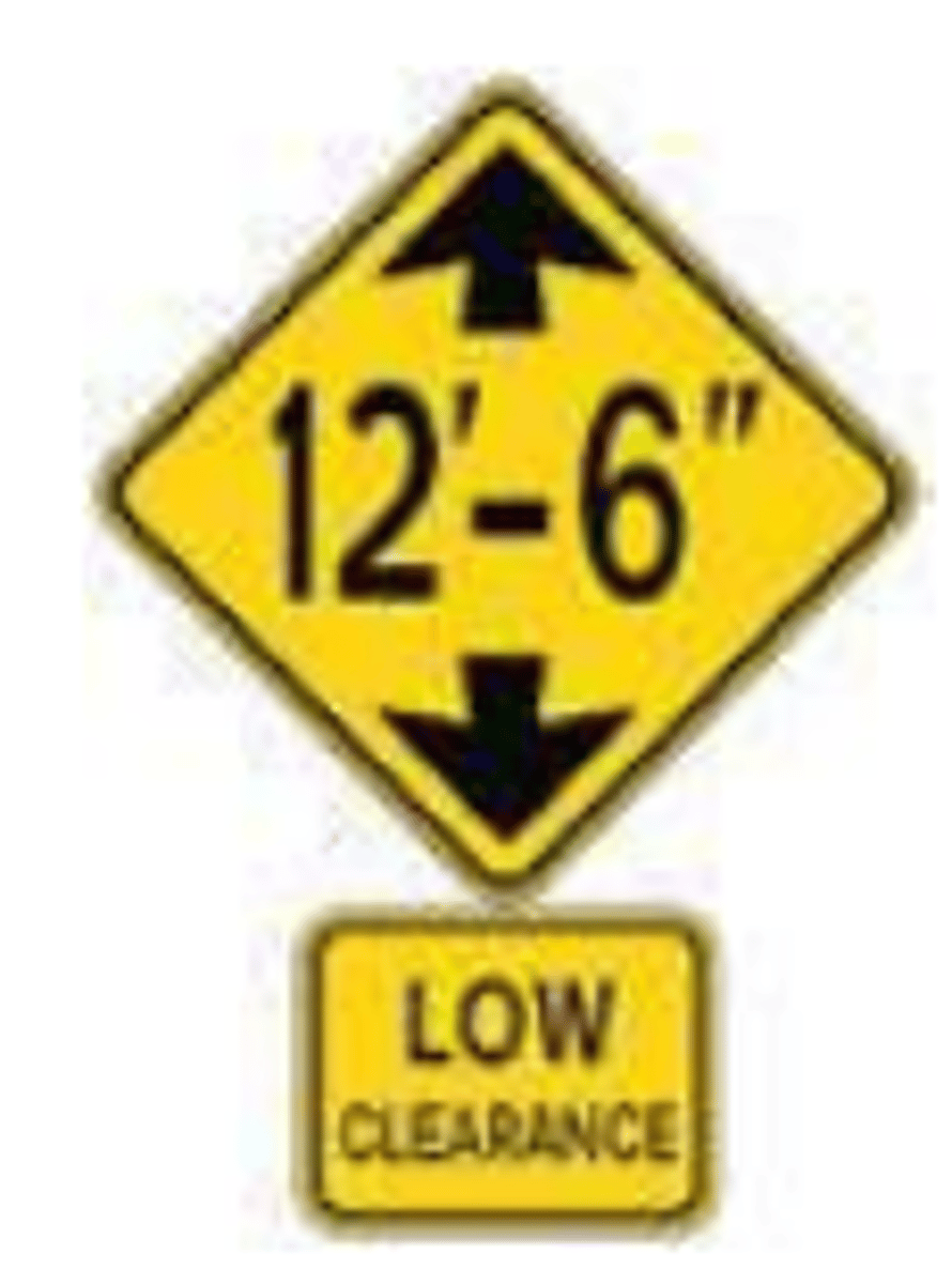 <p>Indicates height limit for vehicles and cargo.</p>