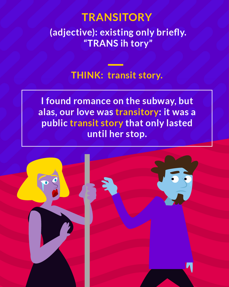 <p>(adj.) temporary; lasting a brief time</p>