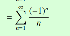 <p>(-1)<sup>n</sup>/n</p>