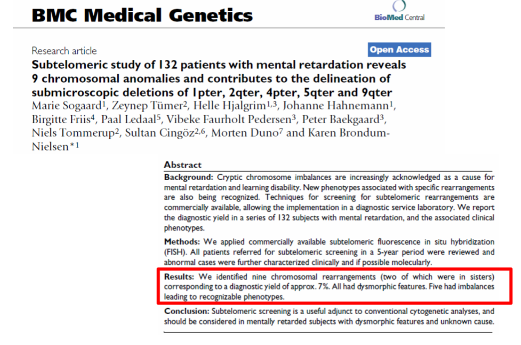 <p>Intellectual disability paired with dysmorphic features with UNKNOWN CAUSE</p>