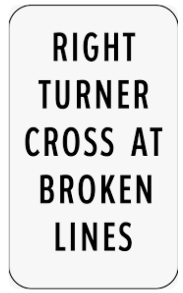 <p>Right Turner Cross at Broken Lines</p>