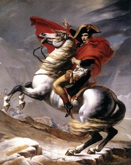 <p>Napoleon Crossing the Alps by Jacques-Louis David was designed to strengthen the public image of Napoleon through heroic imagery. Which characteristic BEST supports that purpose?</p>