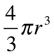 <p>V = (4/3) x pi x r^3</p>