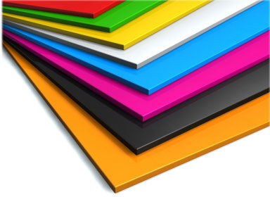 <p>a flat expanse of material that may be of varying thickness</p><p>used for creating rigid structures, can be cut &amp; shaped, used in creation of enclosures &amp; signs etc where a flat sturdy material is needed</p><p>e.g. polycarbonate, acrylic, ABS</p><p>can be cut, drilled, bent with heat, joined together e.g. through gluing / fastening with screws</p><p>manufactured using extrusion and cast</p>