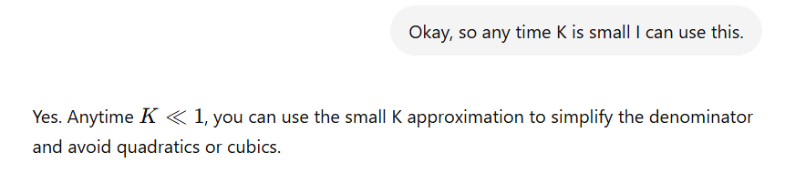 <ol><li><p>Set up Ice table</p></li><li><p>Write the K expression</p></li><li><p><strong>IF THE K IS VERY SMALL VALUE</strong>, <strong>REMOVE THE X ONLY FROM THE <u>DENOMINATOR</u></strong></p></li><li><p>Now you will be able to easily solve for X, and then can plug it back into the ICE table to solve.</p></li></ol><p></p><p></p>