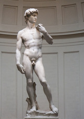 <p>- Michelangelo is known for many sculptures including the Pieta and David, both marble</p><p>- This is an image of Michalangelo's David</p>