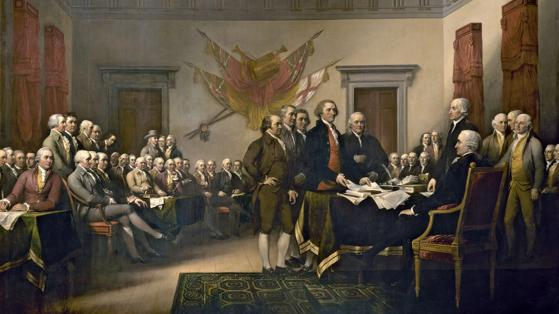 <ul><li><p>Tea Act, Sugar Act (1764) Stamp Act (1765), Townshend Acts, Boston Massacre and Boston Tea Party (1773)</p></li><li><p>“No taxation without representation”.</p></li><li><p>First and Second Continental Congress</p></li><li><p>American Revolutionary War (1775-1783)</p></li></ul><p></p>