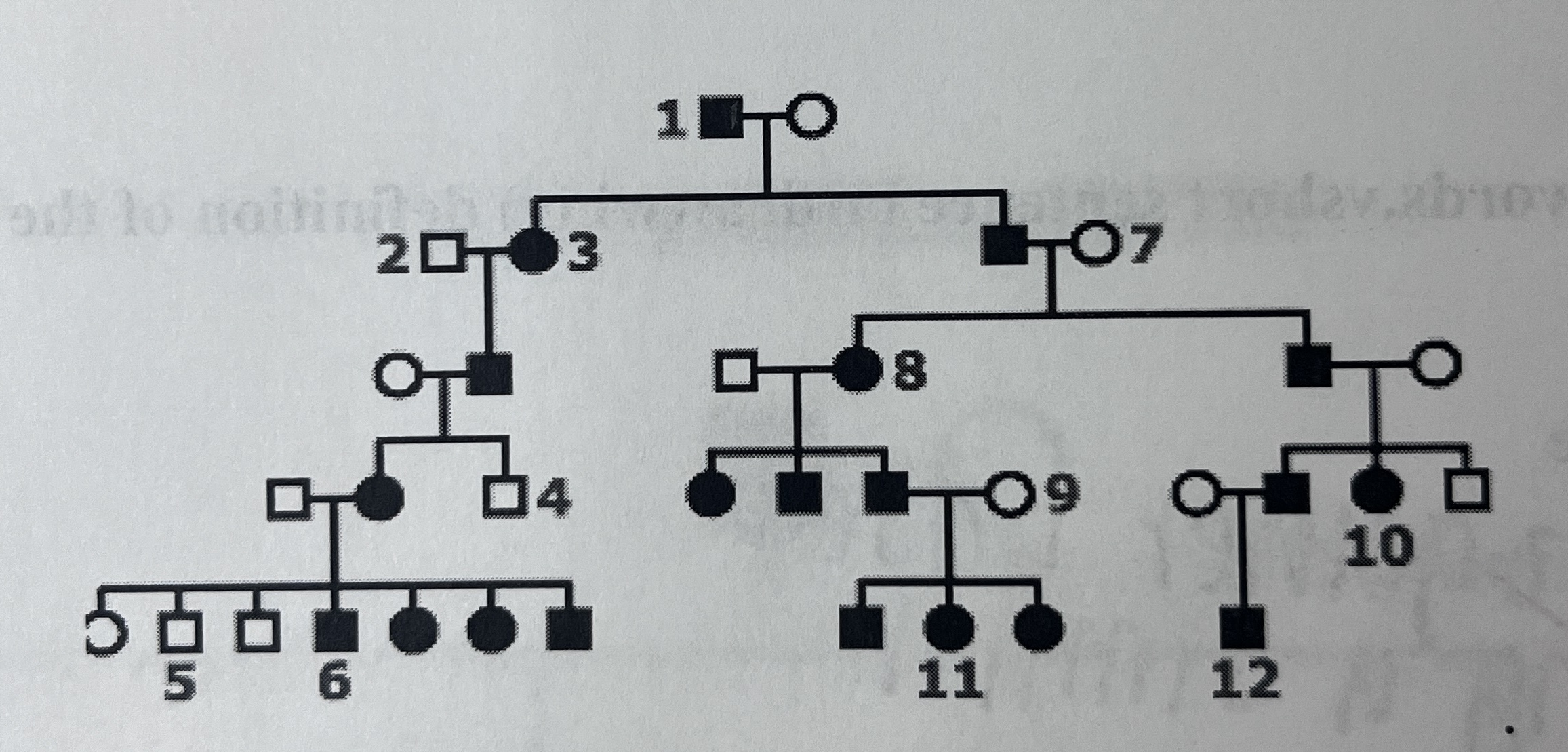 <p>evaluating the pedigree, what is the predicted mode of inheritance of the phenotype</p><p>a. autosomal dominant</p><p>b. autosomal recessive</p><p>c. x-linked recessive</p><p>d. x-linked dominant</p><p>e. non-mendelian</p>