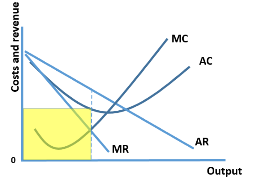 <p><span>The diagram shows a profit maximising monopolist.&nbsp; What does the shaded area represent?</span></p>