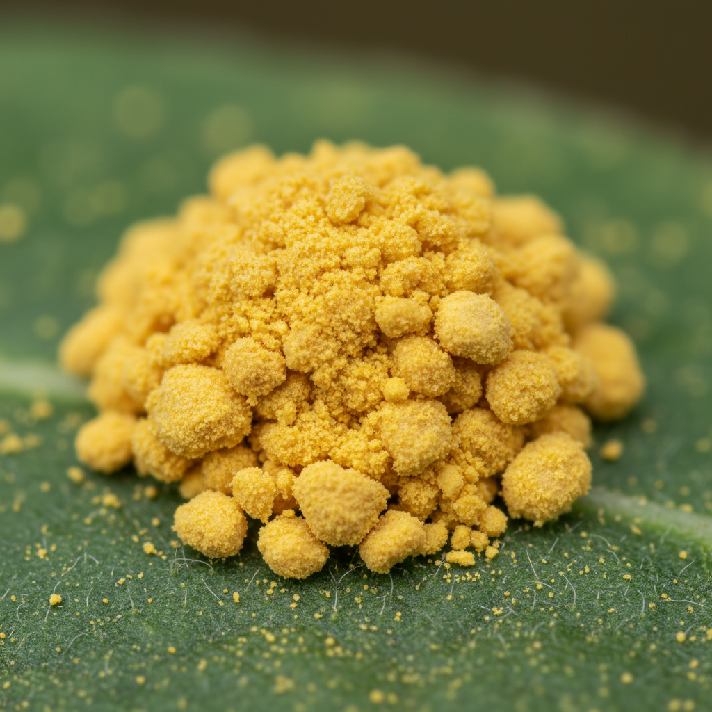 <p>A yellow powder that contains sperm cells for plant reproduction.</p>