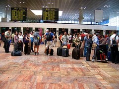 <p>to board the plane</p>