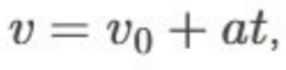 <p>velocity = initial velocity + acceleration x time</p>