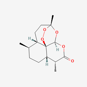 <p>Natural tricyclic lactone endoperoxide from sweet wormwood; generates free radicals.</p>