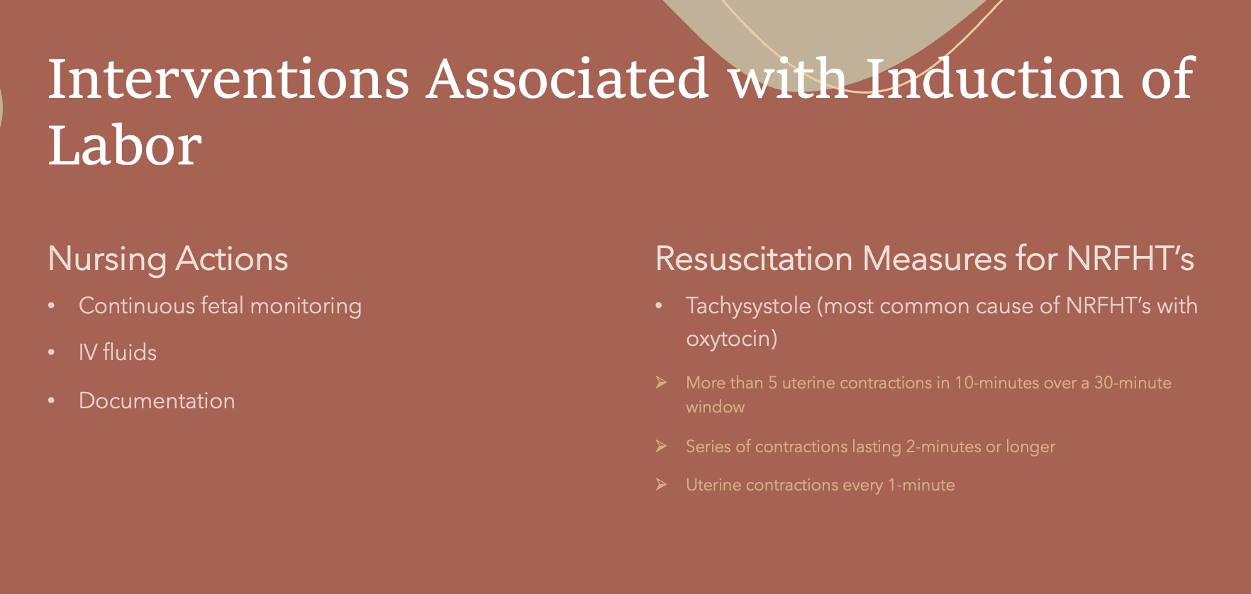 <p>All patients presenting to Labor and Delivery units at viability should undergo an initial period of electronic fetal monitoring for a minimum of 20 minutes or until fetal well being is assured.</p><p></p>