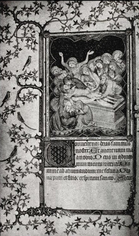 <p>Jacquemart de Hesdin, Lamentation, Petites Heures de Jean de Berry, c. 1390</p>
