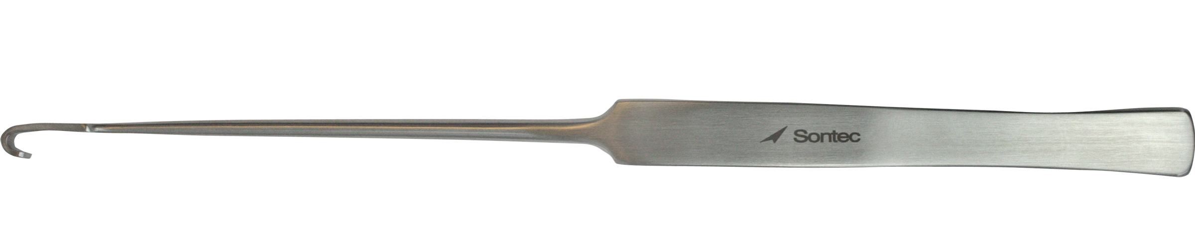 <p>An instrument with a long shank and a hook at the tip to retrieve and pull up and out the uterine horns for a spay.</p>